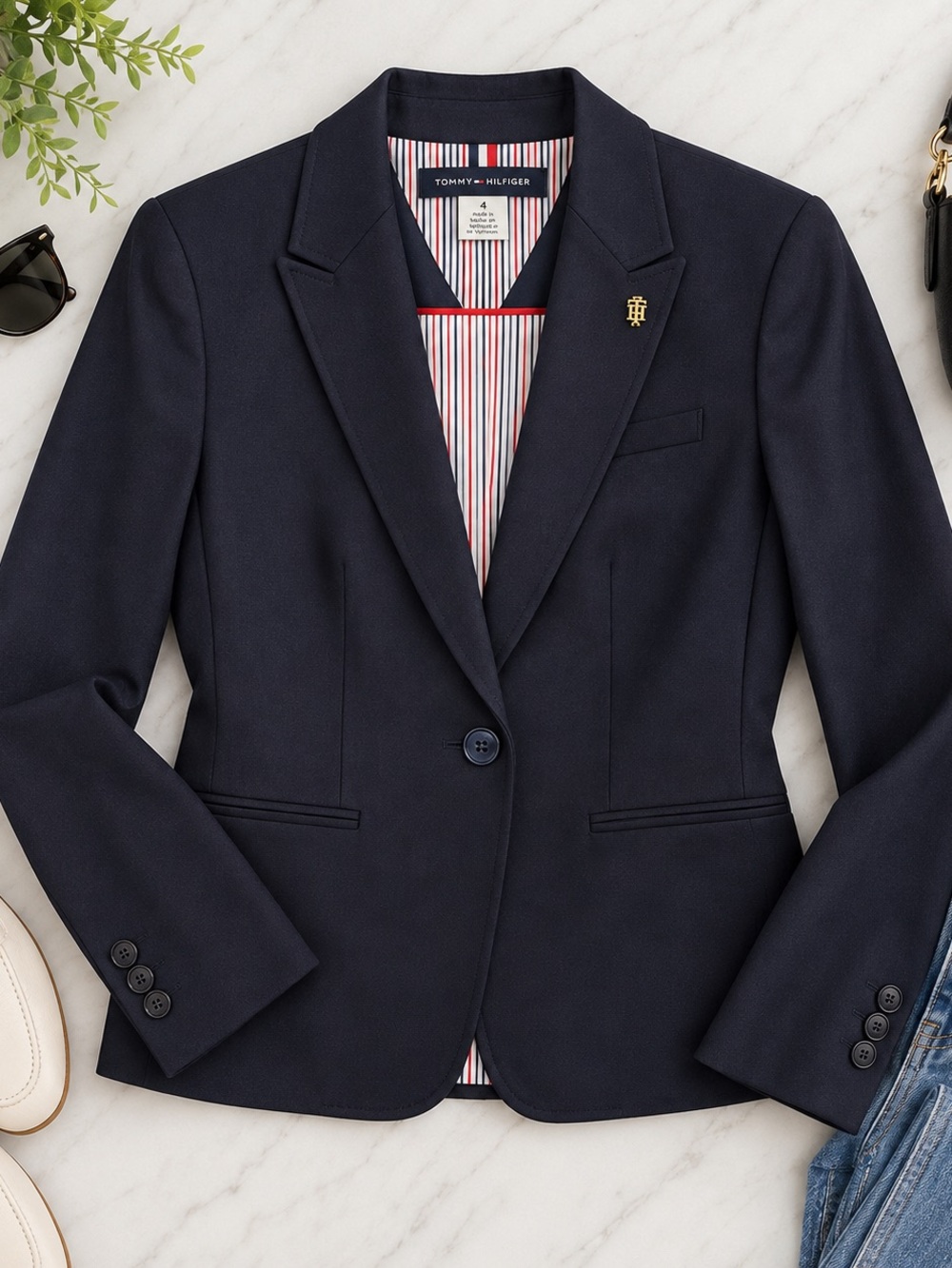 Tommy Hilfiger Women’s Navy Blue Tailored Blazer Size 4